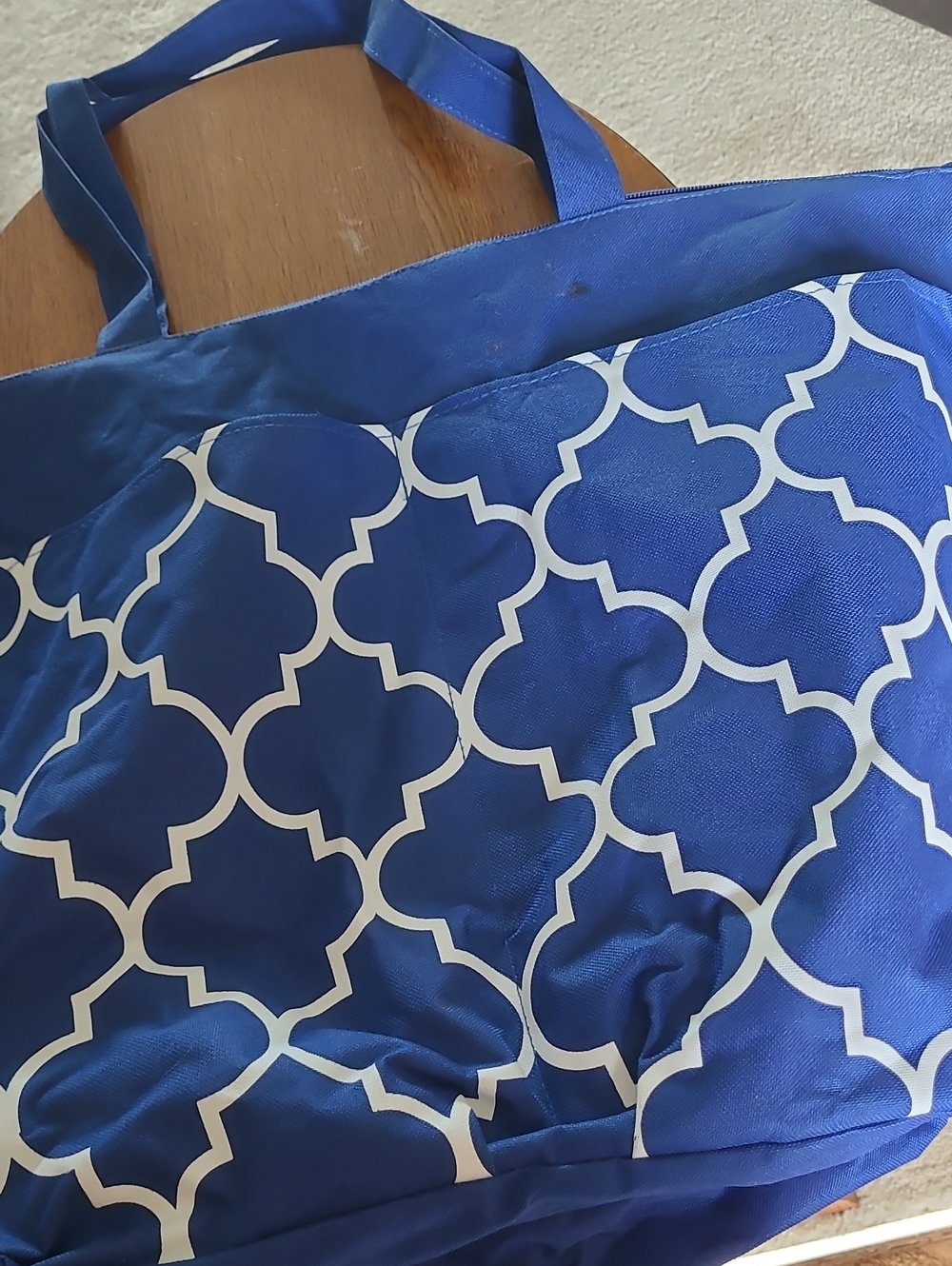 Blue Geometric Large Capacity Tote Bag